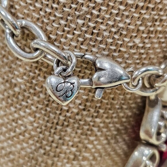 Brighton Alcazar Blaze Red Crystal Silver Plated Bracelet Lobster Claw Closure - Picture 4 of 14